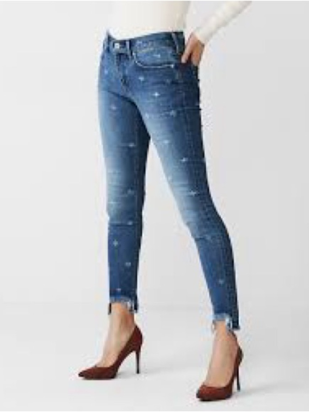 Express mid-rise blue ankle legging jeans. Size 4S
